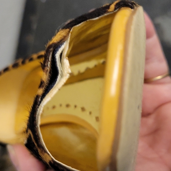 BCBGIRLS Leather Animal Hair Printed Giraffe Open Toe Heel 9 - Picture 13 of 15